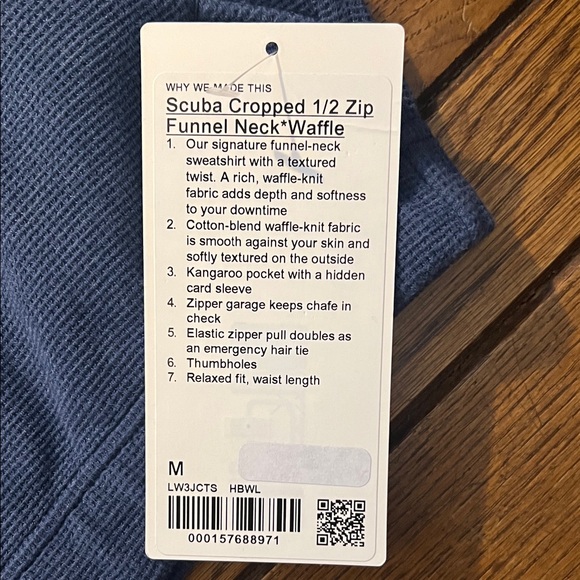 Lululemon Waffle Scuba Cropped 1/2 Zip Funnel Heathered Blue Twill Medium NWT - Picture 4 of 5